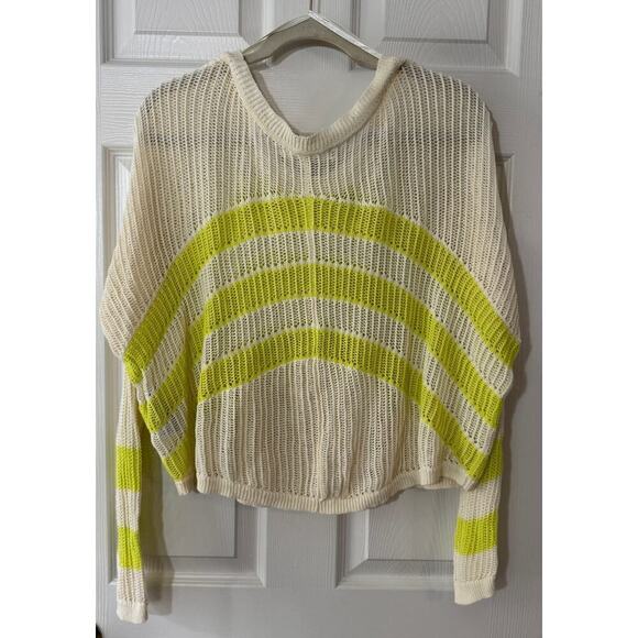 Roxy Juniors Rocky Point Stripe Crew Neck Open Knit Sunshine Layering Sweater XL - Picture 3 of 15